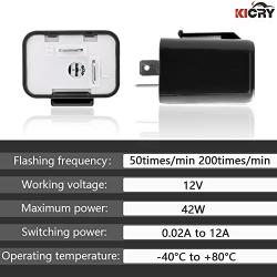 12V Speed Adjustable 2 Pin LED Electronic Flasher Relay for Motorcycle Turn Signal Direct Replacement Universal Hazard Warn Hyper Flash Relay (Black,1pcs)