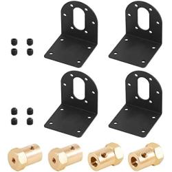 Rustark 4 Pcs 37mm Diameter DC Gear Motors Mounting Bracket Black Rust Resistance Gearbox Fixed Seat Gear Reduction Motor Holder with 4 Pcs 6mm Hex Coupling for Small Stepper Motors