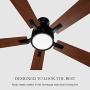 Smart Ceiling Fan 52 5-Blade with Remote Control, DC Motor with 10 Speed, Dimmable LED Light Kit Included, Smafan Apex Works with Google Assistant and Amazon Alexa, Siri Shortcut.…