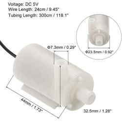 MECCANIXITY Mini Water Pump, DC 5V Micro Submersible Motor with Clear Vinyl Tube for Plant Flower Gardening