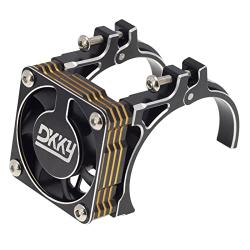 DKKY Aluminum Motor Cooling Fan 40-43mm Adjustable Dual Motor Mounts for ARRMA Axial TRAXXAS 1/10 RC Car 4274 4068 4268 Motor (Black Gold)
