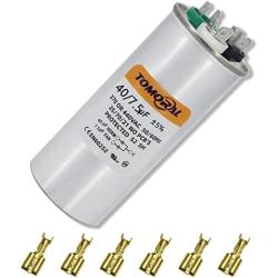 TOMORAL 40+7.5 MFD 40/7.5 uF ±5% 370VAC/440 Volt CBB65 Dual Run Round Capacitor for AC. for Condenser Straight Cool or AC Motor and Fan Starting or Heat Pump Air Conditioner (Universal Compatibility)