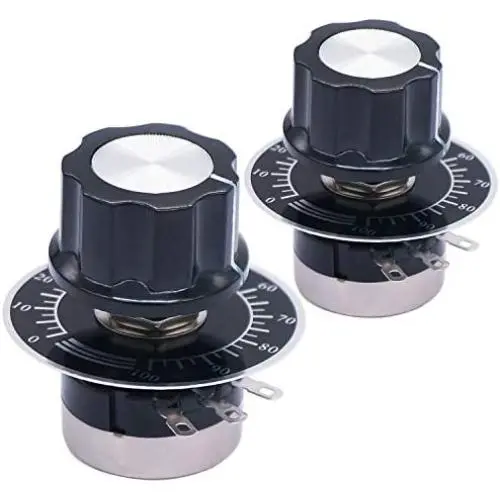 TWTADE / 2pcs rv24yn20s b103 10k ohm Single Turn Rotary Carbon Linear Variable Potentiometer,Used for Inverter Speed Regulation. Motor Speed Control + 2pcs A03 knob + 2pcs dials
