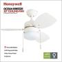 Honeywell Ceiling Fans 50600-01 Ocean Breeze Contemporary, 30” LED Frosted Light, Light Oak/Satin Nickel Finish Blades, White