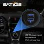 BATIGE 2 Pack Alloy Dual Port USB 3.0 Car Dashboard Flush Mount Cable, Male to Female with LED Indicator Extension Cable for Car Truck Boat Motorcycle Dashboard Panel - 3ft