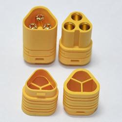 Hobbysky 10 Pairs MT60 Male Female Motor Plug Connector 3.5mm 3-Pole Bullet Connectors Plug Set for RC ESC to Motor with Housing for RC Lipo Battery (10 Pairs)