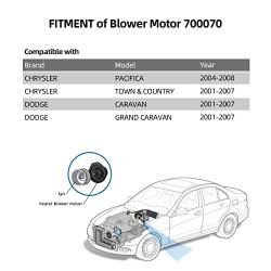 700070 HVAC Blower Motor with Fan Compatible with Dodge Caravan| Grand Caravan Chrysler Town & Country| Pacifica Replaces 4885475AC OEM Replacement AC Heater Blower Motor Assembly for Air Conditioner