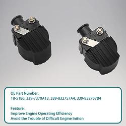 Ignition Coil Pack 2pcs Replacement for Chrysler Force Mercury Mariner Outboard Boat 40HP 70HP 115HP 140HP V-135 210CC & More Replaces# 18-5186, 339-7370A13, 339-832757A4, 339-832757B4