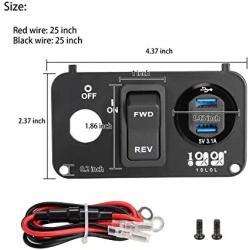 10L0L Golf Cart Key Switch Console Plate Kit for EZGO TXT, Includes F&R Switch, USB Charger Socket, Volt Meter, Ignition Switch Key
