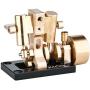 DjuiinoStar 2-Cylinder Mini Steam Engine for 40cm Miniature Retro Steamboat, 3000RPM at 0.4MPA, Double Cylinder Swing Engine, Fancy Engine Model for DIY (with No Boiler)