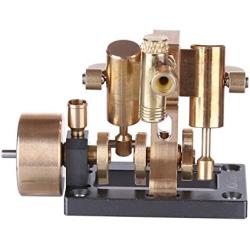 Teerwere Stirling Engine Motor Mini Inline Double-Cylinder Swing Steam Engine Model for Within 40cm Retro Boat Models Physics Steam Power Toy (Without Boiler) (Color : Gold, Size : One Size)