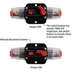 ZBSJAKU 60A Circuit Breaker Auto Car Protection Stereo Switch with Reset Switch for Car Audio System Protection Replace Fuses 60A Fuse Holders 12V/24V/32V/48V DC