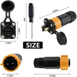 Trolling Motor Plug Receptacle Set,Waterproof Marine Boat DC Power Connector,Waterproof Connector for Motor,Plug for Trolling Motor/ Down Rigger/Fishing Reel,12/24/36/48 Volt Marine Plug（Yellow）
