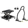 VIVOHOME 1100 Lbs Steel Wide Deck Motorcycle Lift ATV Scissor Lift Jack with SPECSTAR Heavy Duty Motorcycle Rear Wheel Lift Universal Sport Bike Swingarm Spool Paddock Stand Combo