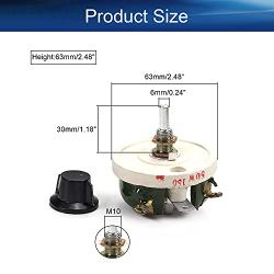 Heyiarbeit 150 Ohm 50W Ceramic Wirewound Potentiometer Linear Variable Rheostat Resistor with Knob for Light Dimmers Motor Speed Control 1pcs