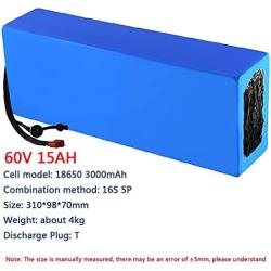 Jieoto 60V E-Bike Lithium Battery Pack 15AH Customizable Battery Pack Suitable for Electric Bicycle Electrical Motorcycle Mopeds Golf Carts Scooter 500W-2000W Motor