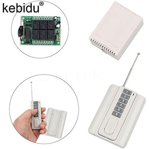 Calvas 6CH Channel Wireless RF Remote Control Switch 50-200m DC 12V Transmitter+ Receiver Controller Learning Code 6 Buttons