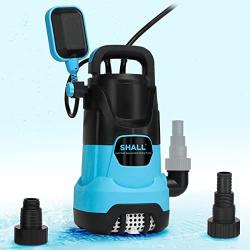 SHALL 750W 1HP Sump Pump 3566GPH Submersible Clean/Dirty Water Pump w/Sliding Filter, Copper Motor Electric Utility Pump for Swimming Pool Garden Tub Pond Flood Basement Drain w/Float Switch & Fitting