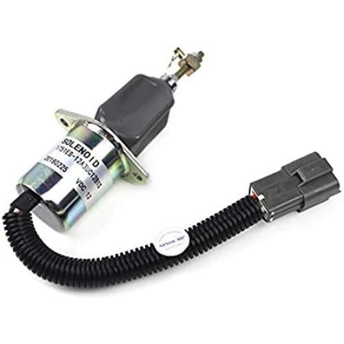 129953-77811 1751ES-12A3UC12B1S SA-4673-S 12V Fuel Stop Solenoid -SINOCMP Excavator Flameout Solenoid 3 Pins Plug for Hyundai R60-5 R210-5 R335-7 Yanmar Engine 4TNE94 Parts, 3 Month Warranty