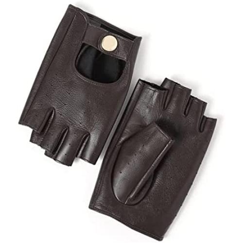 YISEVEN Womens Motorcycle Driving Fingerless Leather Gloves Unlined