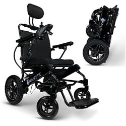 Ultra Lightweight Reclining Electric Power Wheelchair for Adults and Seniors 500W Motor Heavy Duty Mobility Motorized Portable Travel Wheel Chairs 17.5 inch Seat All Terrain Silla de Ruedas
