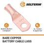 SELTERM UL Heavy Duty Battery Ring Terminal Connector, Tubular Electrical Wire End Cable Lugs, Bare Copper Eyelets for Car/Boat/ATV/Home/Audio/Solar (8 AWG to 250 MCM)