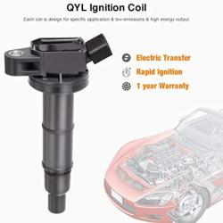 QYL Pack of 4Pcs Ignition Coils Compatible with Toyota Camry Solara Rav4 Highlander/Scion Tc Xb #UF333 C1330 6731307 90919-02244