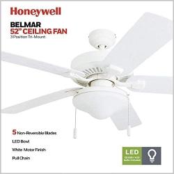 Honeywell Ceiling Fans Belmar 52 Inch Indoor Outdoor LED Light, Damp Rated, Five Blade, White, 50513-01