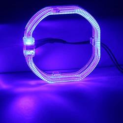 YSY 2pcs 76mm Square Shape Angel Eyes Kit Light Guide Halo Ring LED DRL Headlight Fog Lamps Ring With Drive For Car Motor 9-36V DC (Blue, 76MM)