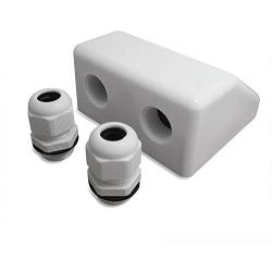 NUZAMAS Waterproof Twin/Double Cable Entry Gland Box for Solar Panel Satellite Aerial Caravan Motorhome RV Camping Van Boat UV-Resistant -White