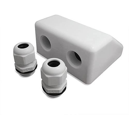 NUZAMAS Waterproof Twin/Double Cable Entry Gland Box for Solar Panel Satellite Aerial Caravan Motorhome RV Camping Van Boat UV-Resistant -White