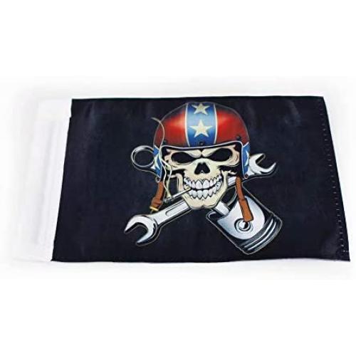 Motorcycle Flags The Jolly Roger Pirate 5.5 x 9 Inches with 3/8