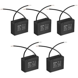 uxcell Ceiling Fan Capacitor CBB61 6uF 450V AC 2 Wires Metalized Polypropylene Film Capacitors 47x20x37.5mm for Water Pump Motor Generator, Pack of 5