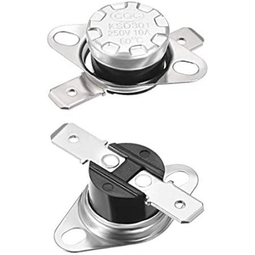 uxcell KSD301 Thermostat 60°C/140°F 10A Normally Open N.O Adjust Snap Disc Temperature Switch 2pcs