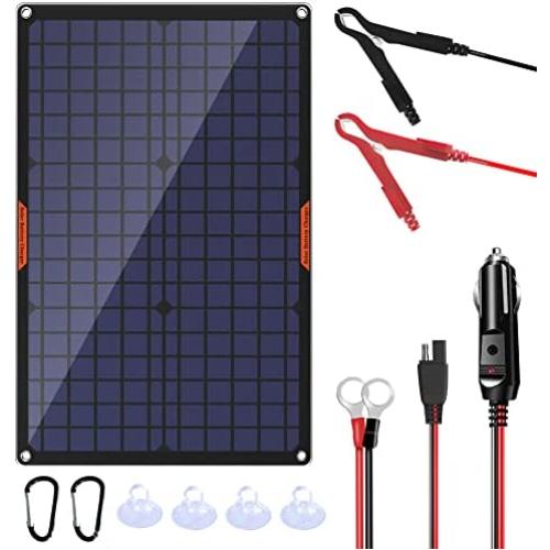 OYMSAE 30 Watt 12 Volt Solar Panel Solar Trickle Charger 30W 12V Portable Solar Battery Charger & maintainer with Cigarette Lighter Plug & Alligator Clip