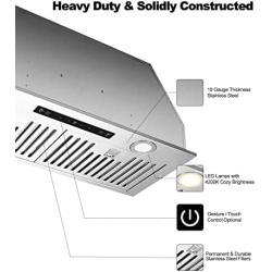 Insert 30inch Range Hood with 800CFM, DC Motor, EVERKITCH, Built in Stove Hood, Stainless steel Filter, Kitchen Vent Hood with 6 Speeds Gesture and Touch Control