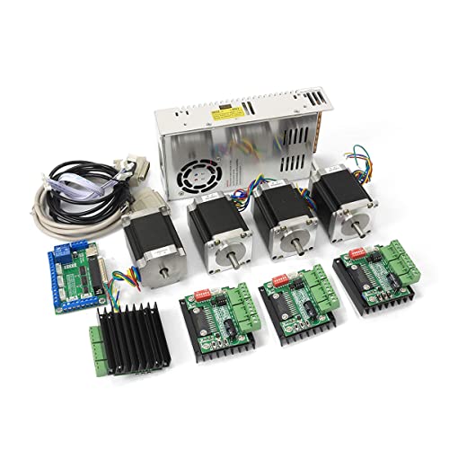 4 Axis Nema23 Stepper Motor 270oz-in 76mm 3A Dual Shaft+TB6560 MD430 Driver CNC Controller Kit for CNC Router Engraving Milling Machine