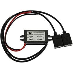 E-outstanding 1PC DC Converter Module 12V to 5V 3A 15W Regulator Step Down Car Power Converter with Double USB Cable DC to DC Buck Converter