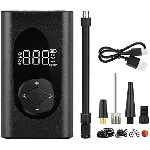 Mini Portable Car Air Compressor Tire Inflator, 150 PSI Rechargeable Cordless Auto Air Pump, Built-in 5200mAh Battery & LCD Display Pressure Gauge LED Flashlight for Car/Motorcycle/Bicycle/Balls
