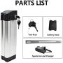 Jieoto 48V Ebike Battery 10Ah 18.5Ah Electric Bicycle Battery Lithium Li-ion Folding Bike for 750W 500W 350W 250W E-Bike Motor with Charger and BMS