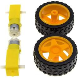 YXQ DC 3V-6V Uniaxial TT Gear Motor with 65mm Dia Robot Wheel for Robot Smart Car, 4-Set