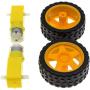 YXQ DC 3V-6V Uniaxial TT Gear Motor with 65mm Dia Robot Wheel for Robot Smart Car, 4-Set