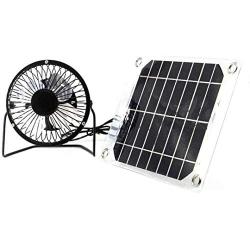 Solar Ventilator Solar Fan 6W 4 inch Free Energy for Greenhouse Motorhome House Chicken House Outdoor Home Cooling Chicken coop USB fan