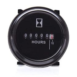 DEALPEAK 12V 24V 36V Hour Meter/Tachometer 2 Round Waterproof Gauge for Marine Boat Tractor Engine
