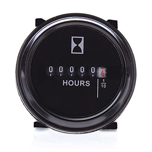 DEALPEAK 12V 24V 36V Hour Meter/Tachometer 2 Round Waterproof Gauge for Marine Boat Tractor Engine