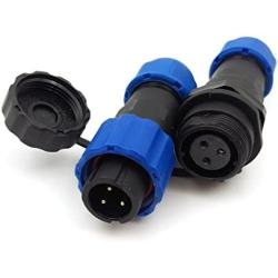 SD13 3pin Waterproof Connector, 5A 380V High Voltage Electronic IP68 LED Power 3pin Circular Connector Plug(Male)-Socket(Female)(3PIN, Direct Plug)