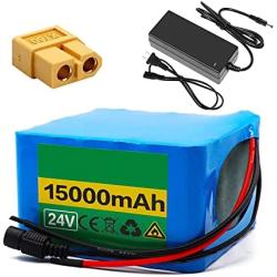 Wnicek 24V 15Ah Lithium Battery Pack 15000mAh E-Bike Li-ion Battery Fit for 200W-500W E-Bike Motor for Electric Bicycle Mobility Scooter Electrical Tools with BMS and Charger