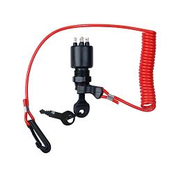 175974 Ignition Switch Key with Safety Lanyard Kit Compatible with OMC Johnson Evinrude Boat 40-200HP Ignition Kill Stop Switch with Key Lanyard Assembly Replace 5005801