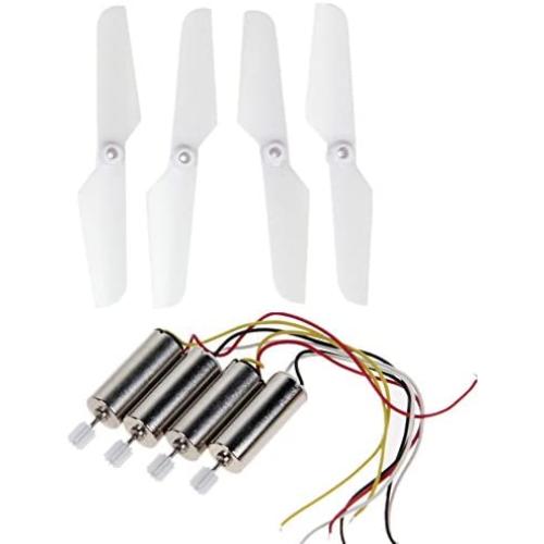 Upgraded Motors Main Propeller Cash Pack for Syma X11 X11C RC Quad Copter Quadrotor Drone Replacement Spare Parts CCW and CW with Gears Toy 4 Pcs (White)