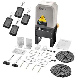 JIELI JY7 Automatic Sliding Gate Opener with 4 Remote Controls, Gate Operator Hardware Kit for Sliding Gate up to 1400 Pounds,Electric Rolling Driveway Slide Gate Motor